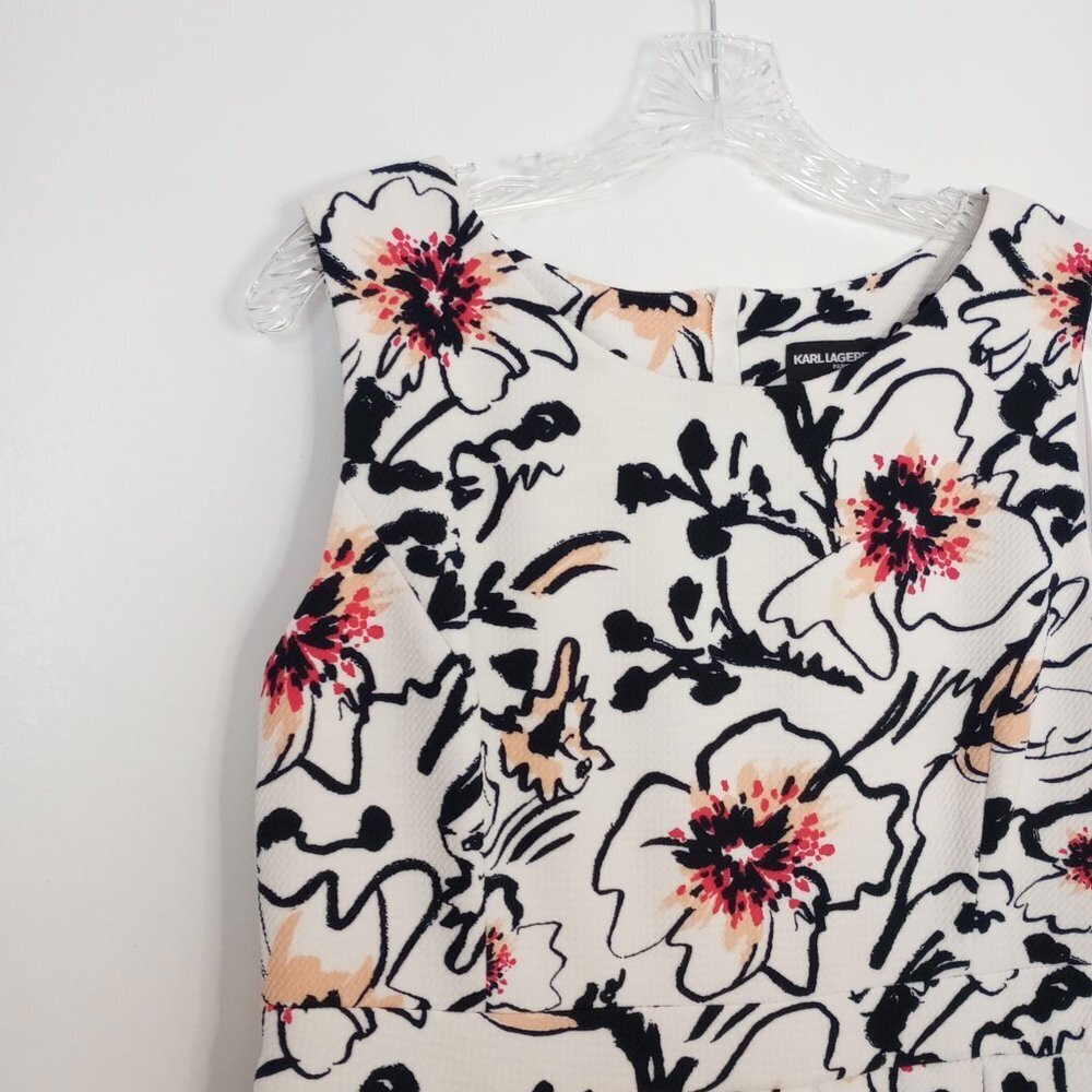 Karl Lagerfeld White Floral Fit-and-Flare Dress - Picture 5 of 14